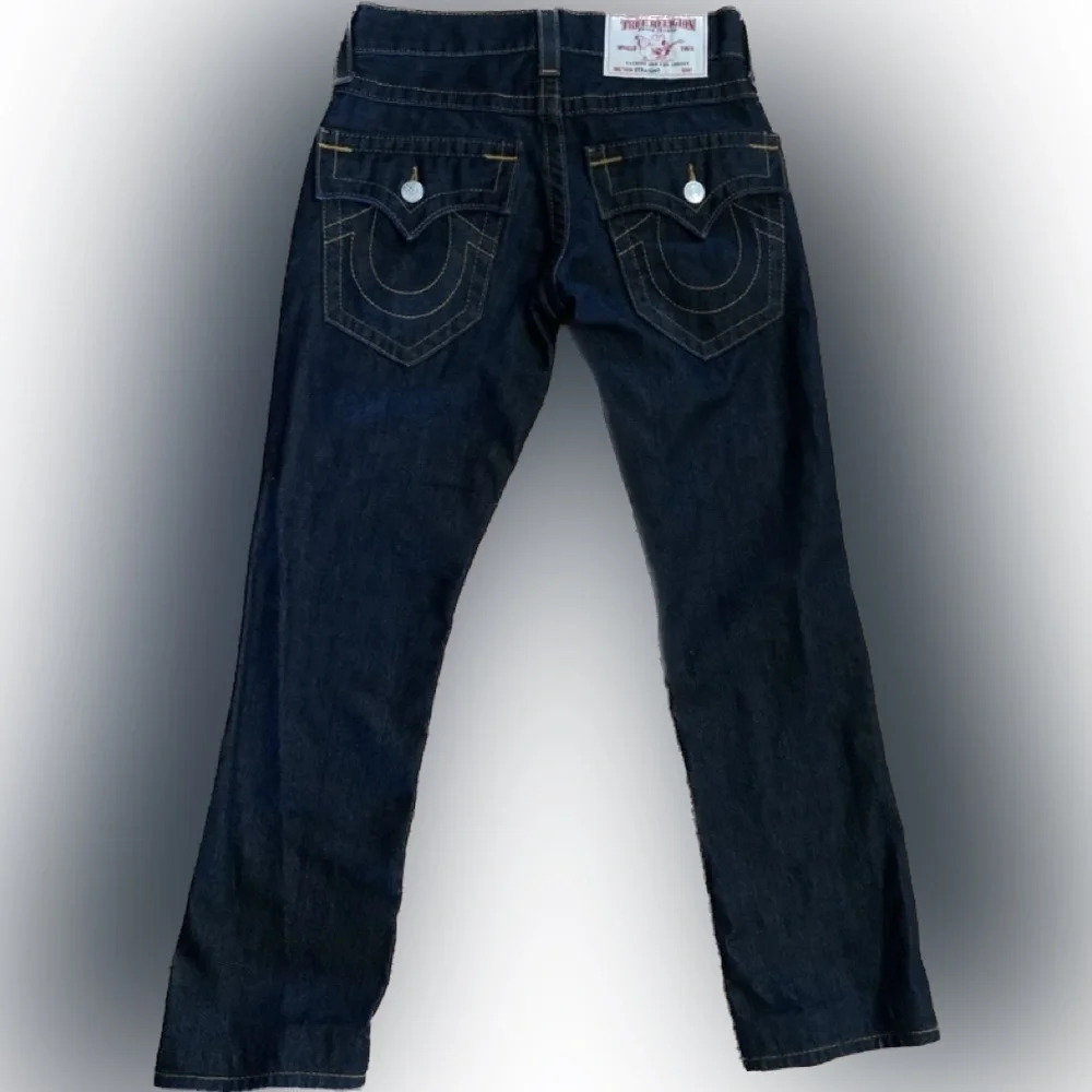 True Religion 28 x 28 Blue Denim Jeans World Tour straight 27 dark Ankle NEW - Picture 3 of 13